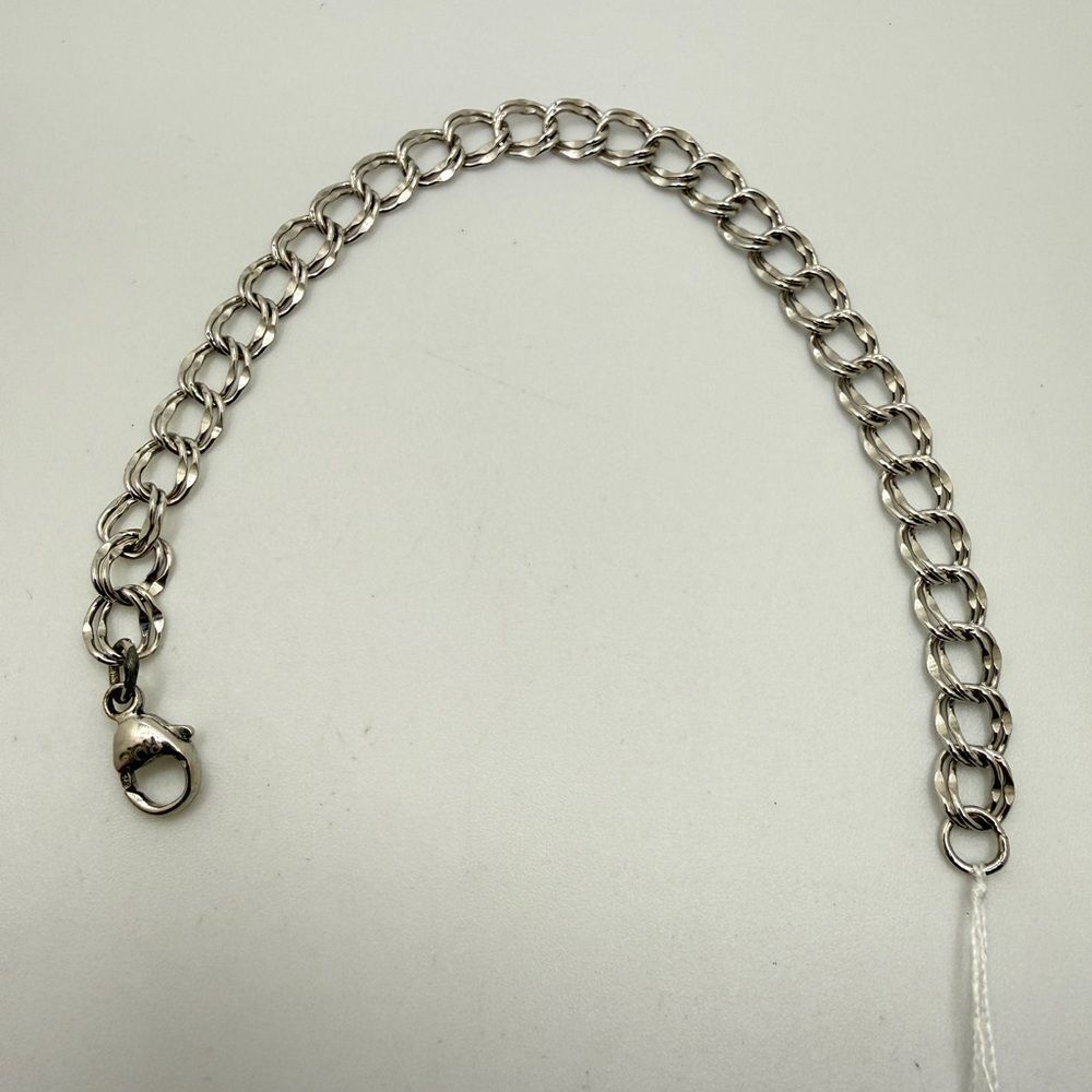 7.5" Double Cuban chain link bracelet in solid sterling silver, marked ROC!